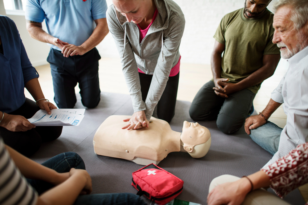CPR training on a mannequin
